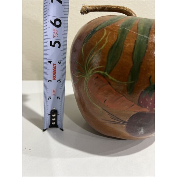 Hand Painted Gourd Folk Art Farmers Market Sunflower Wine Fruit Decoration VTG - Picture 2 of 10